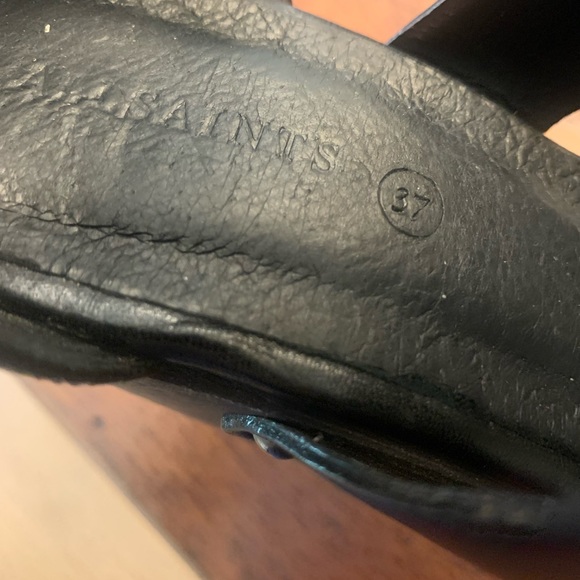 AllSaints Rotchko Wedge Sandals in Black Leather - Picture 8 of 11